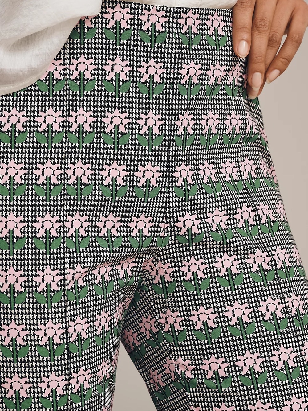 The Margot Kick-Flare Crop Pants by Maeve: Floral Houndstooth Edition Size XS - Picture 3 of 8